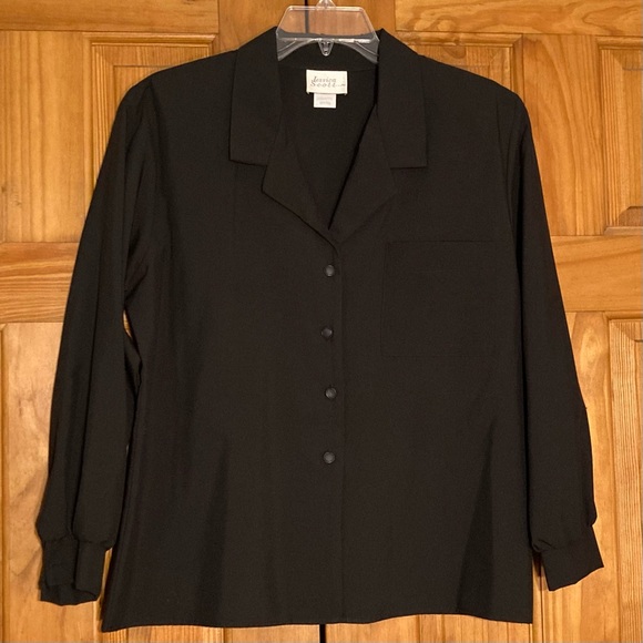 Vintage Tops - NWOT Jessica Scott Vintage 80s 90s Career Top Long Sleeve Blouse Black Size M